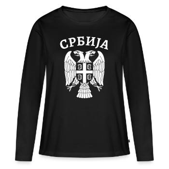 Serbie Aigle Armoiries Cyrille - T-shirt manches longues Premium bio Femme - noir - Devant - Julia (174cm)