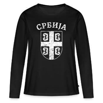 Serbie Armoiries Cyrille - T-shirt manches longues Premium bio Femme - noir - Devant - Julia (174cm)