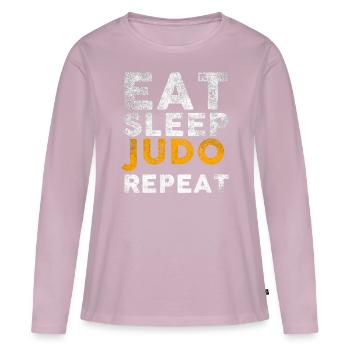 Judo - T-shirt manches longues Premium bio Femme - rose poudré - Devant - Julia (174cm)