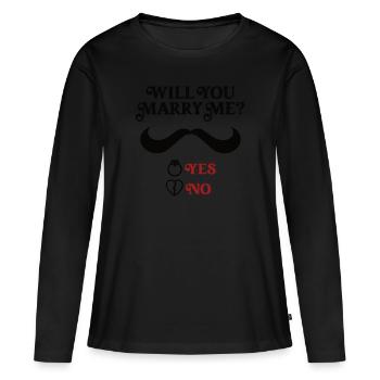Marriage proposal Demande en mariage - T-shirt manches longues Premium bio Femme - noir - Devant - Julia (174cm)