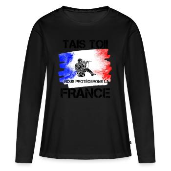 T-shirt shut you we will protect the french gift - Women's Premium Organic Long Sleeve Shirt - black - Front - Julia (174cm)