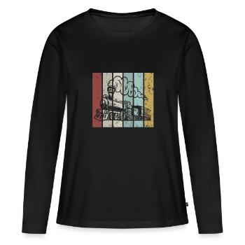 Railroad Vintage Retro Classic - Frauen Premium Bio Langarmshirt - Schwarz - Vorne - Julia (174cm)