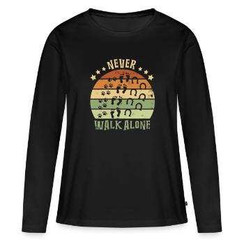 Never walk alone - Frauen Premium Bio Langarmshirt - Schwarz - Vorne - Julia (174cm)