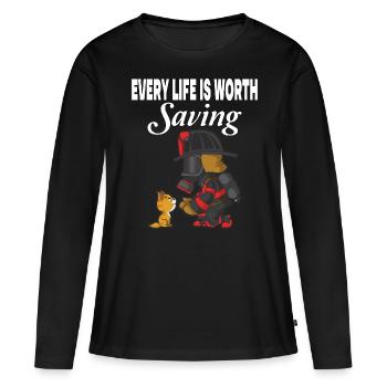 Toute vie vaut la peine d’être sauvée - T-shirt manches longues Premium bio Femme - noir - Devant - Julia (174cm)