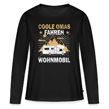 Grandma camps in camper camping camper caravan - Women's Premium Organic Long Sleeve Shirt - black - Front - Julia (174cm)