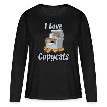 Copier copie de chat copie copie chat Copycats - T-shirt manches longues Premium bio Femme - noir - Devant - Julia (174cm)