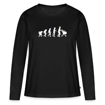 Supermarché panier shopping clients Evolution - T-shirt manches longues Premium bio Femme - noir - Devant - Julia (174cm)