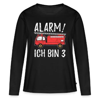 Alarm Ich Bin 3 Feuerwehr - Frauen Premium Bio Langarmshirt - Schwarz - Vorne - Julia (174cm)