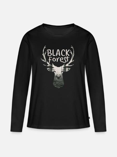 Schwarzwald Hirsch Schwarzwaldmädel Schwarzwaldmar - Frauen Premium Bio Langarmshirt - Schwarz