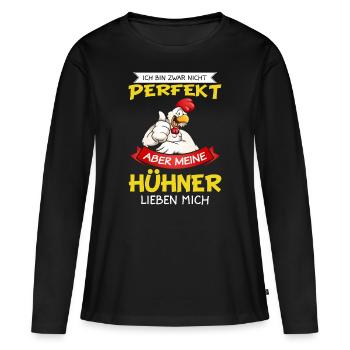 Poulet poulet poulet poulet poulet volailles volailles - T-shirt manches longues Premium bio Femme - noir - Devant - Julia (174cm)