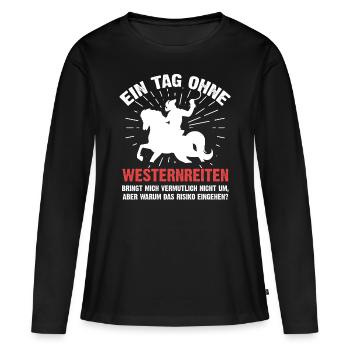 Westernreiten - Frauen Premium Bio Langarmshirt - Schwarz - Vorne - Julia (174cm)