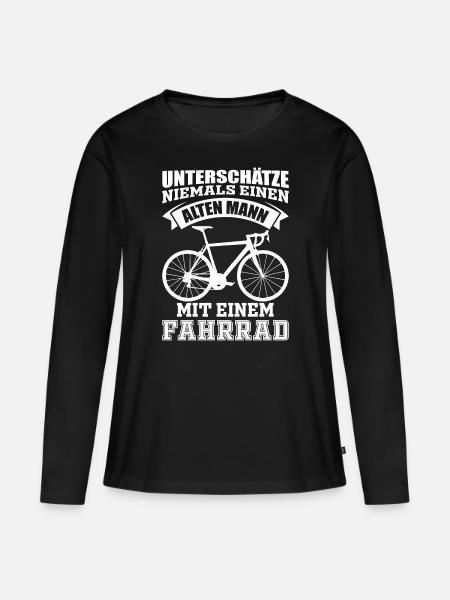 Fahrrad - Unterschätze niemals einen alten Mann - Frauen Premium Bio Langarmshirt - Schwarz