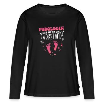 Podologin mit Herz und Verstand - Frauen Premium Bio Langarmshirt - Schwarz - Vorne - Julia (174cm)