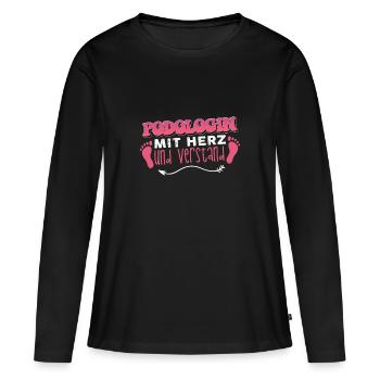 Podologin mit Herz und Verstand - Frauen Premium Bio Langarmshirt - Schwarz - Vorne - Julia (174cm)
