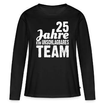 Mariage d’argent | 25 ans d’une équipe imbattable - T-shirt manches longues Premium bio Femme - noir - Devant - Julia (174cm)