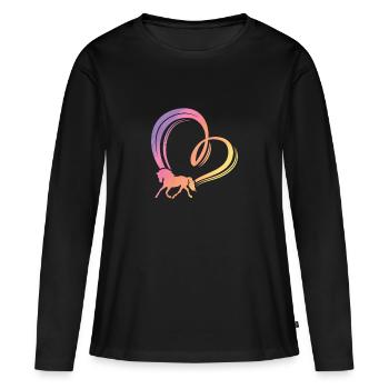 Heart Rainbow Horse - Women's Premium Organic Long Sleeve Shirt - black - Front - Julia (174cm)