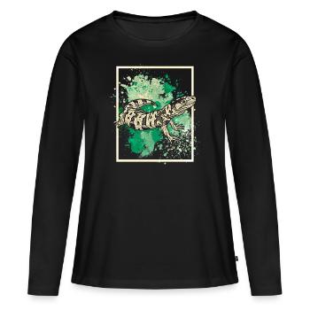 Salamandre - T-shirt manches longues Premium bio Femme - noir - Devant - Julia (174cm)