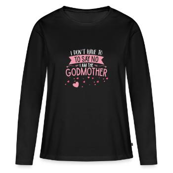 Je n’ai pas de vie pour le godmother - T-shirt manches longues Premium bio Femme - noir - Devant - Julia (174cm)