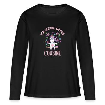 Ich werde große Cousine - Frauen Premium Bio Langarmshirt - Schwarz - Vorne - Julia (174cm)