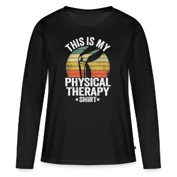 Künstliches Knie Knie Operation Physio Therapie - Frauen Premium Bio Langarmshirt - Schwarz - Vorne - Julia (174cm)