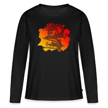 Dragon chinois - T-shirt manches longues Premium bio Femme - noir - Devant - Julia (174cm)