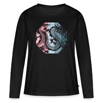 Dragon chinois - T-shirt manches longues Premium bio Femme - noir - Devant - Julia (174cm)