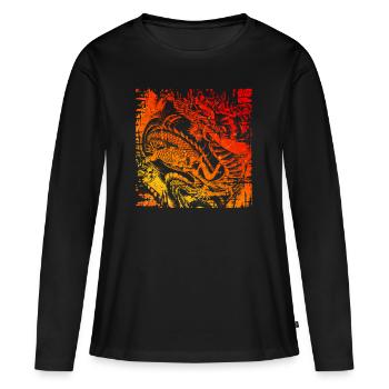 Chinesischer Japanischer Drache Fabelwesen - Frauen Premium Bio Langarmshirt - Schwarz - Vorne - Julia (174cm)