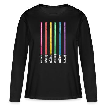 Pride Arc-en-ciel CSD LGBT - T-shirt manches longues Premium bio Femme - noir - Devant - Julia (174cm)