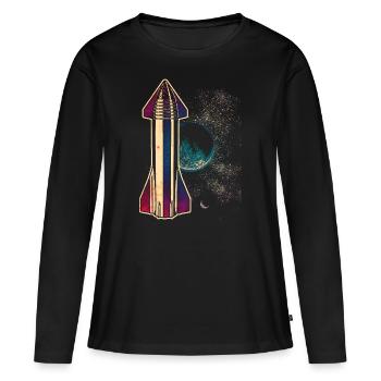 Starship fusée vaisseau spatial - T-shirt manches longues Premium bio Femme - noir - Devant - Julia (174cm)