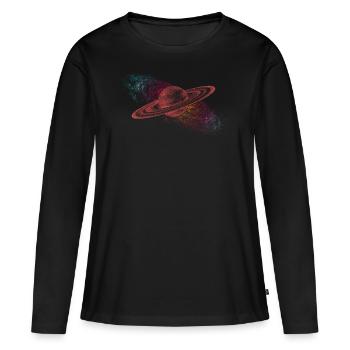 Saturn Planet - Frauen Premium Bio Langarmshirt - Schwarz - Vorne - Julia (174cm)