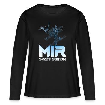 Station spatiale Mir - T-shirt manches longues Premium bio Femme - noir - Devant - Julia (174cm)