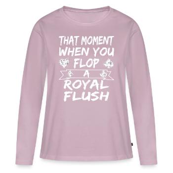 Poker Royal Flush - T-shirt manches longues Premium bio Femme - rose poudré - Devant - Julia (174cm)