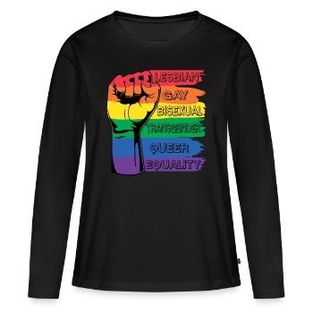 Pride Arc-en-ciel Poing LGBT - T-shirt manches longues Premium bio Femme - noir - Devant - Julia (174cm)