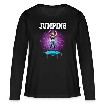 Jumping Trampoline Trend Sport Fitness Sport Féminin - T-shirt manches longues Premium bio Femme - noir - Devant - Julia (174cm)