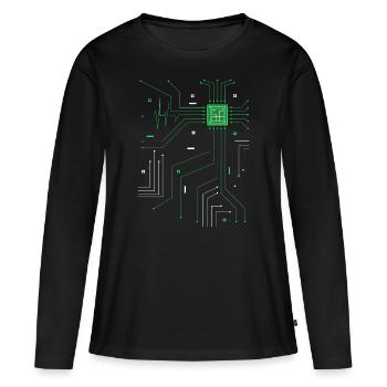 Admin Administrator CPU Computer Herz - Frauen Premium Bio Langarmshirt - Schwarz - Vorne - Julia (174cm)
