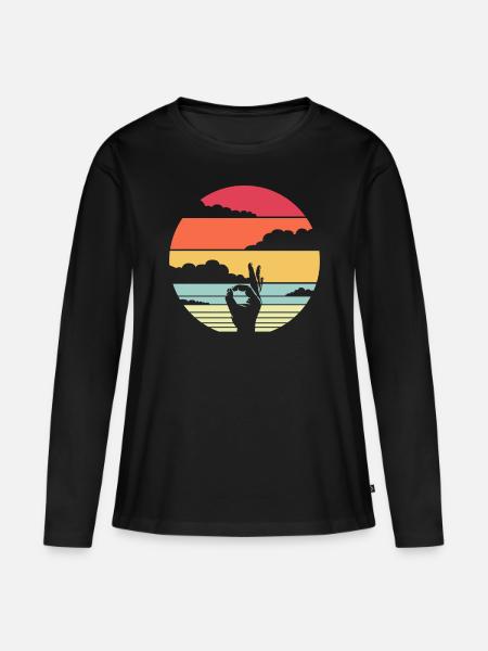 Reingeguckt - Frauen Premium Bio Langarmshirt - Schwarz