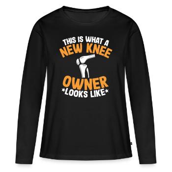 Chirurgie du genou cadeau de récupération chirurgie du ménisque - T-shirt manches longues Premium bio Femme - noir - Devant - Julia (174cm)