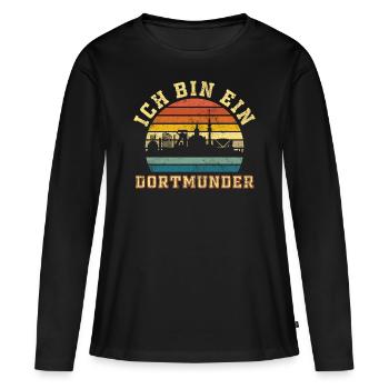 Dortmund - Ich bin ein Dortmunder Retro Style - Frauen Premium Bio Langarmshirt - Schwarz - Vorne - Julia (174cm)