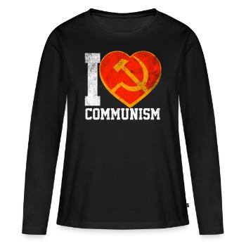 J’aime le communisme - T-shirt manches longues Premium bio Femme - noir - Devant - Julia (174cm)