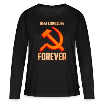 Meilleur Kamaraden pour toujours - Marteau et faucille - T-shirt manches longues Premium bio Femme - noir - Devant - Julia (174cm)