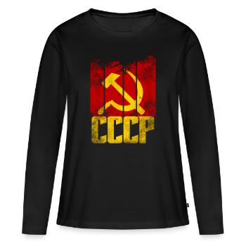 URSS Union soviétique - Marteau & Faudeur - Communisme - T-shirt manches longues Premium bio Femme - noir - Devant - Julia (174cm)