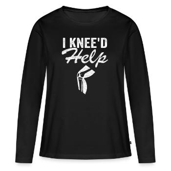 Knie Operation Künstliches Knie Geschenk Genesung - Frauen Premium Bio Langarmshirt - Schwarz - Vorne - Julia (174cm)