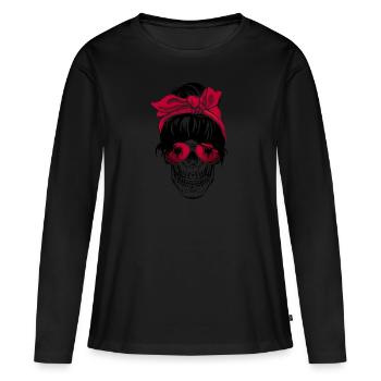 Albanien Totenkopf Frauen Geschenk - Frauen Premium Bio Langarmshirt - Schwarz - Vorne - Julia (174cm)