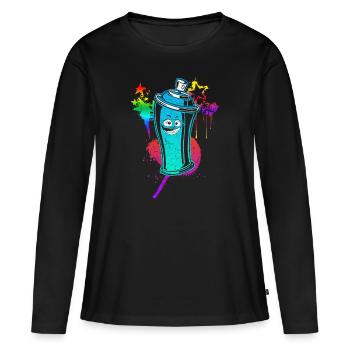 Graffiti - T-shirt manches longues Premium bio Femme - noir - Devant - Julia (174cm)