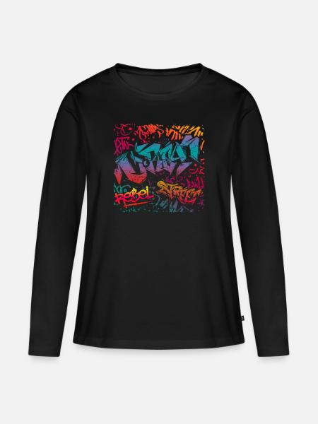 Graffiti Kunst - Frauen Premium Bio Langarmshirt - Schwarz