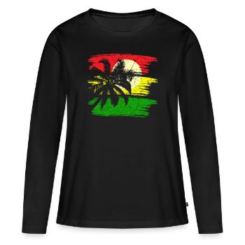 Jamaïque Reggae Rastafari - T-shirt manches longues Premium bio Femme - noir - Devant - Julia (174cm)