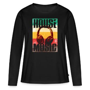 House Music - T-shirt manches longues Premium bio Femme - noir - Devant - Julia (174cm)