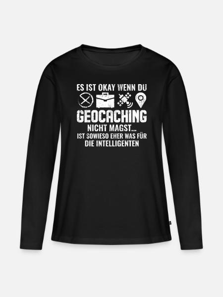 Geocaching | Geocache Geschenk - Frauen Premium Bio Langarmshirt - Schwarz