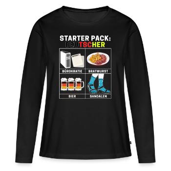 Drôle de pack de démarrage dictons Papa allemand typique - T-shirt manches longues Premium bio Femme - noir - Devant - Julia (174cm)