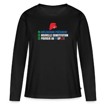 Nouvelle constitution Jean-Luc Mélenchon peuple - T-shirt manches longues Premium bio Femme - noir - Devant - Julia (174cm)